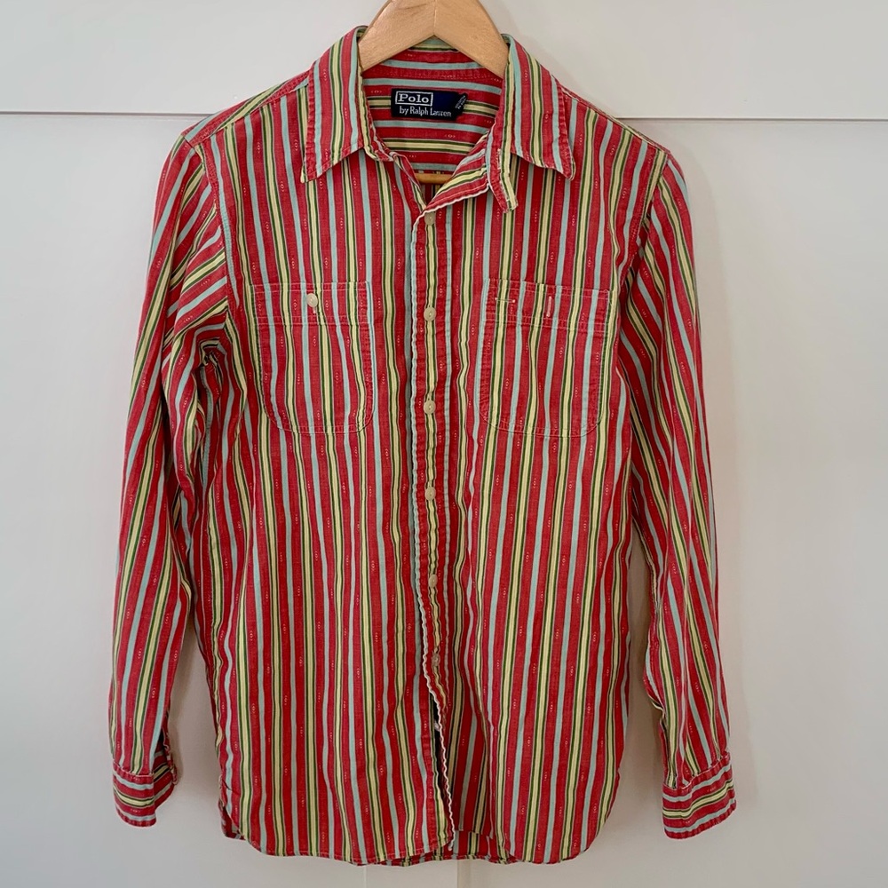 Vintage Polo Ralph Lauren Aztec, tribal striped button down with double